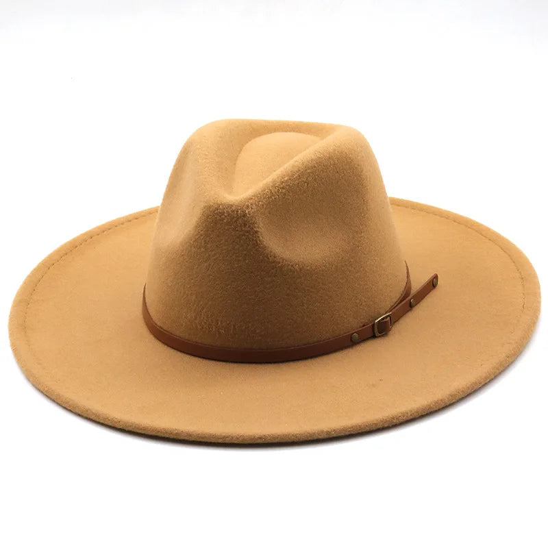 Klassischer Filz-Fedora – Breitkrempiger Jazzhut für Damen & Herren