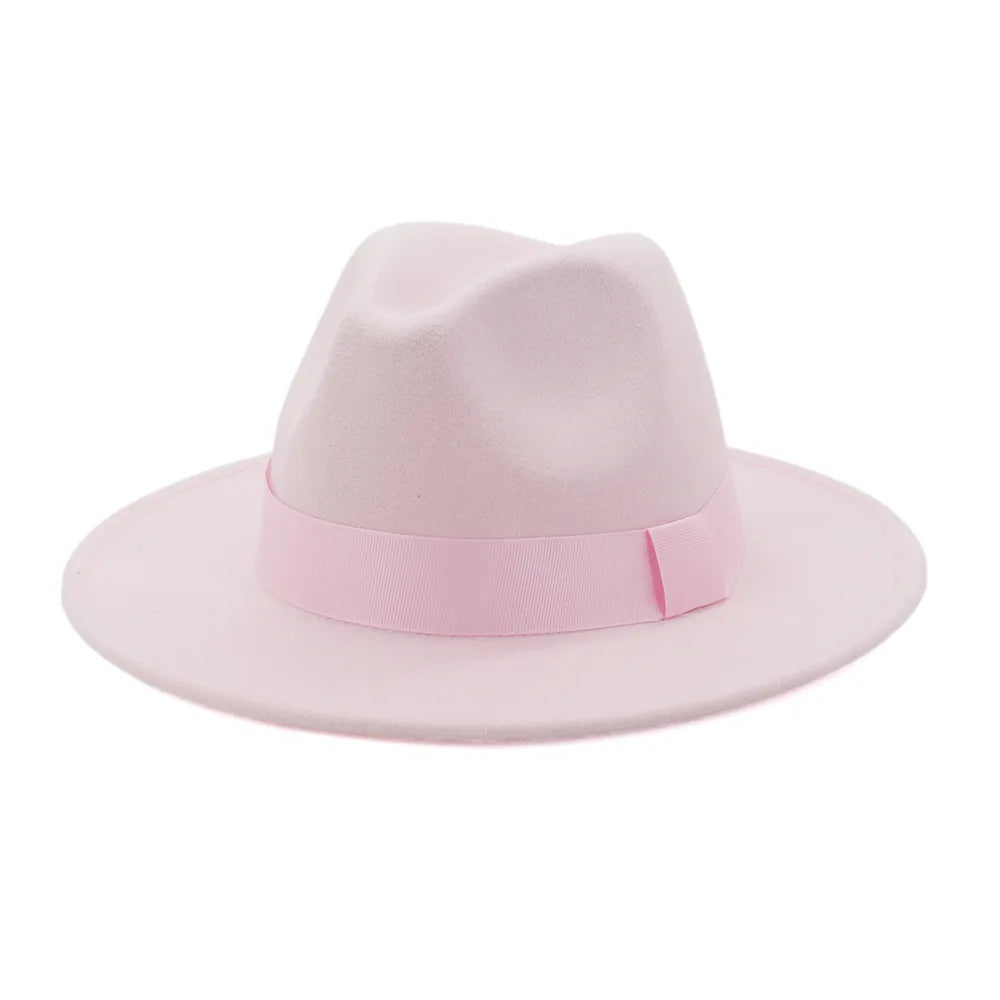 Limettengrüner Filz-Fedora – Breitkrempiger Trilby mit Hutband