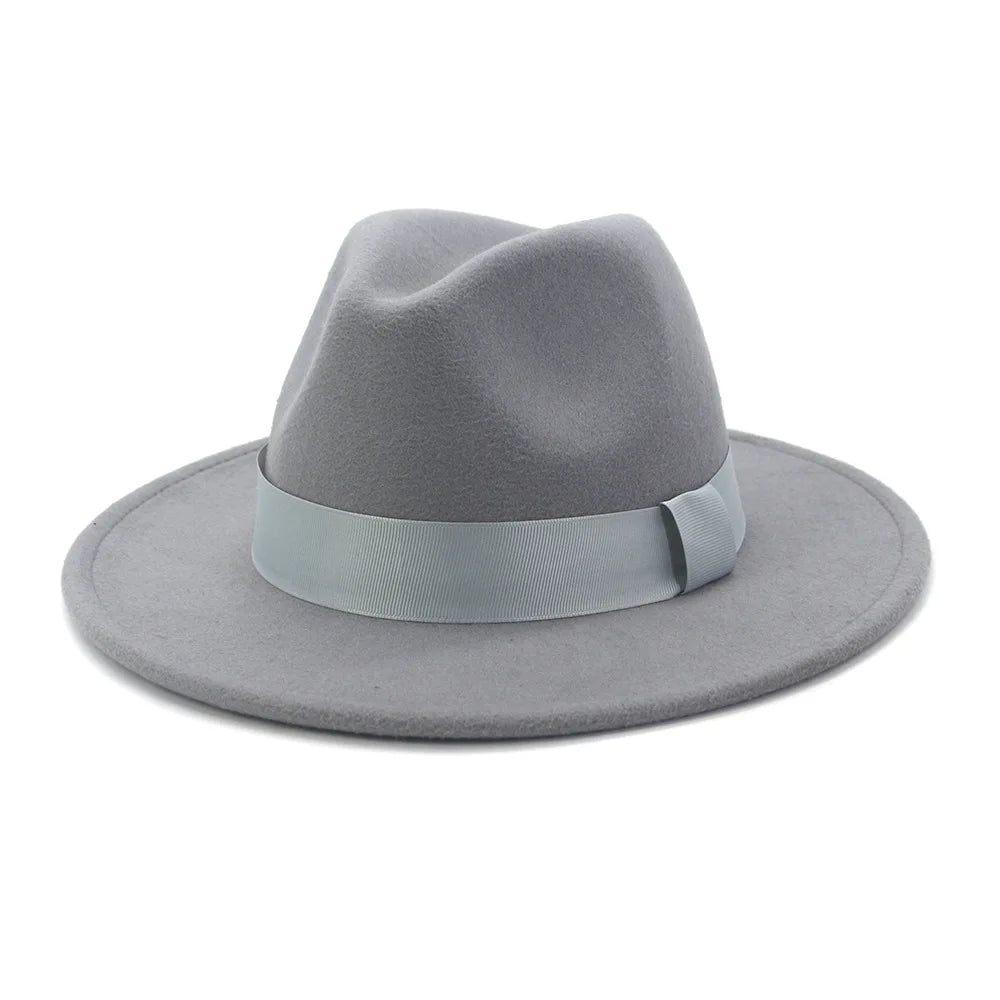 Limettengrüner Filz-Fedora – Breitkrempiger Trilby mit Hutband