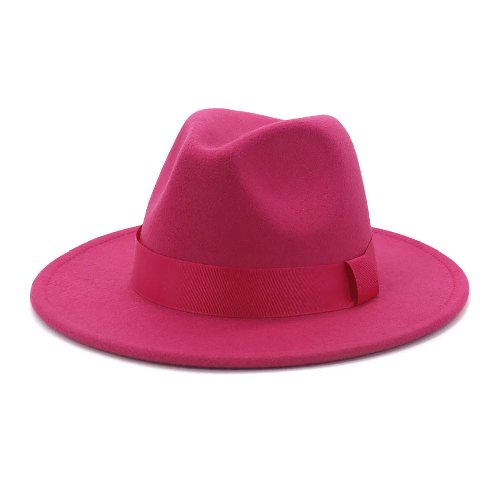 Limettengrüner Filz-Fedora – Breitkrempiger Trilby mit Hutband