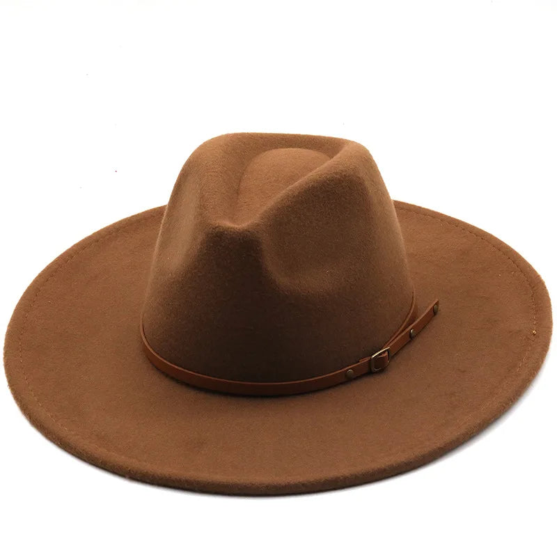 Klassischer Filz-Fedora – Breitkrempiger Jazzhut für Damen & Herren