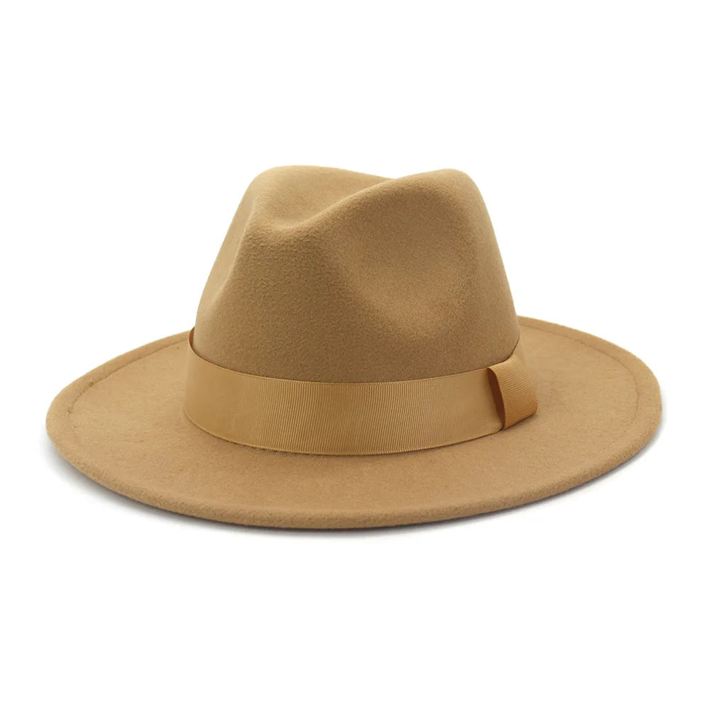 Limettengrüner Filz-Fedora – Breitkrempiger Trilby mit Hutband