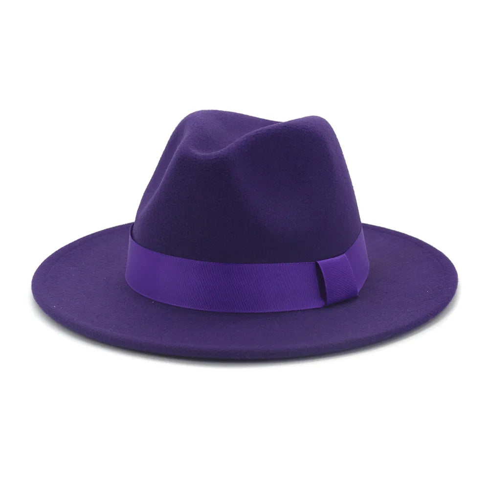 Limettengrüner Filz-Fedora – Breitkrempiger Trilby mit Hutband
