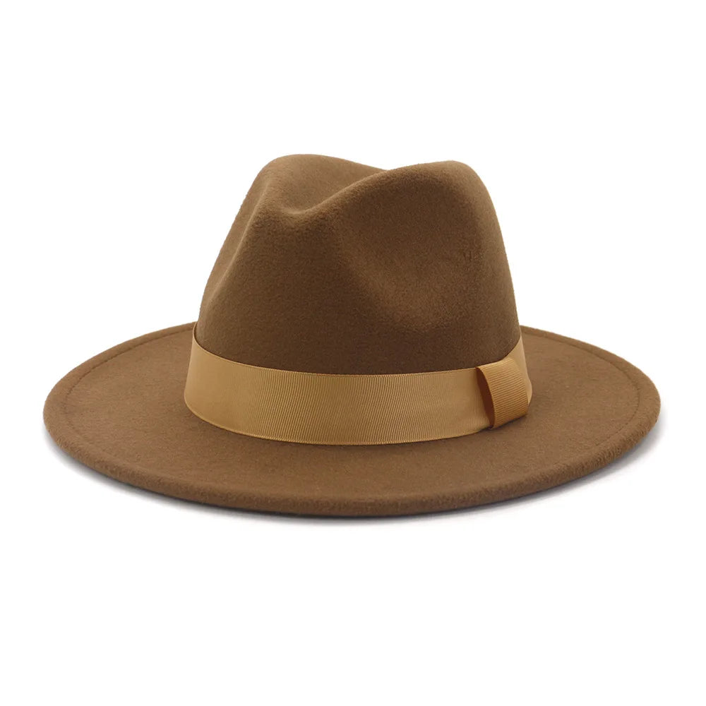 Limettengrüner Filz-Fedora – Breitkrempiger Trilby mit Hutband