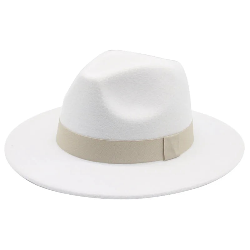 Klassischer Beiger Fedora-Hut – Breitkrempiger Hut mit Band