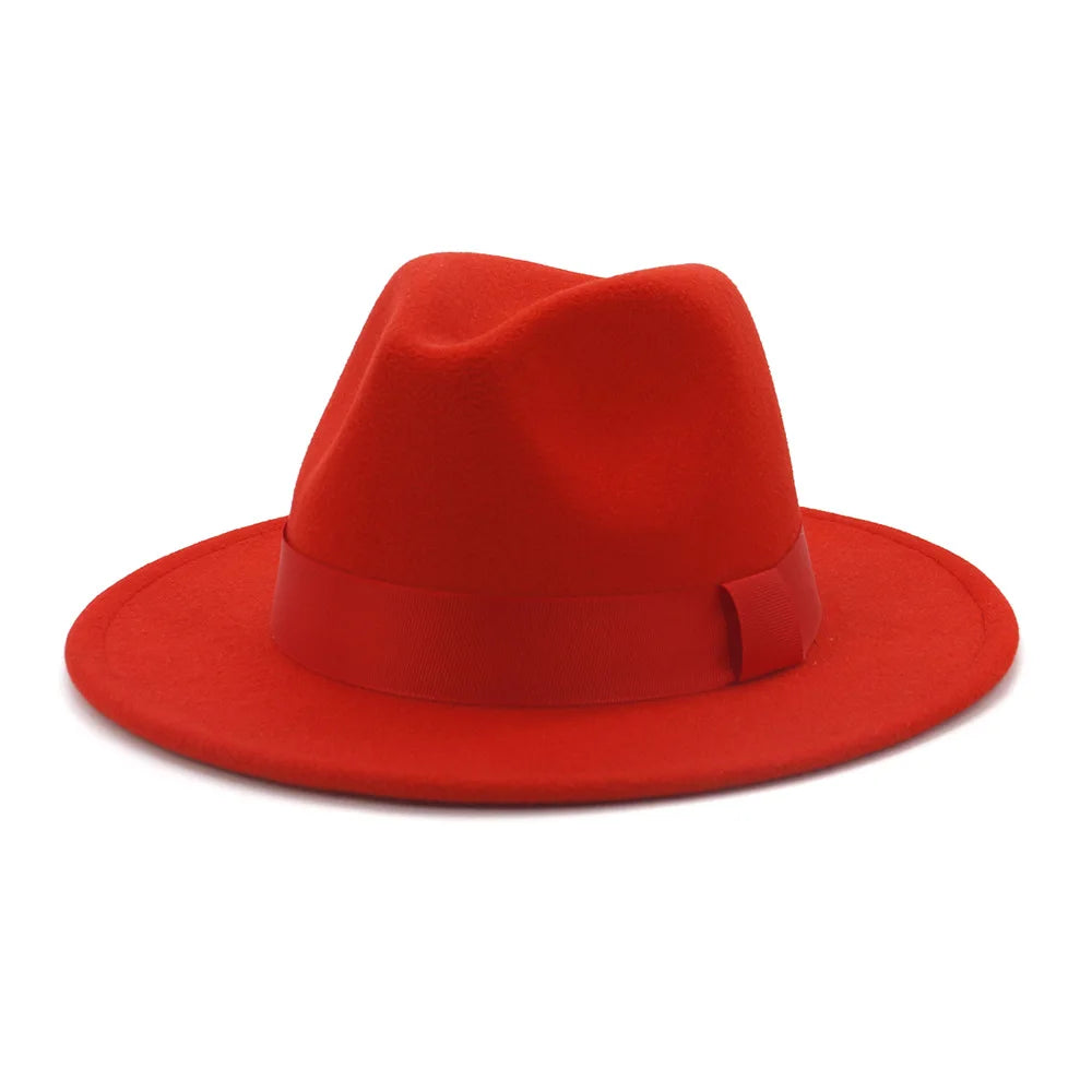 Limettengrüner Filz-Fedora – Breitkrempiger Trilby mit Hutband