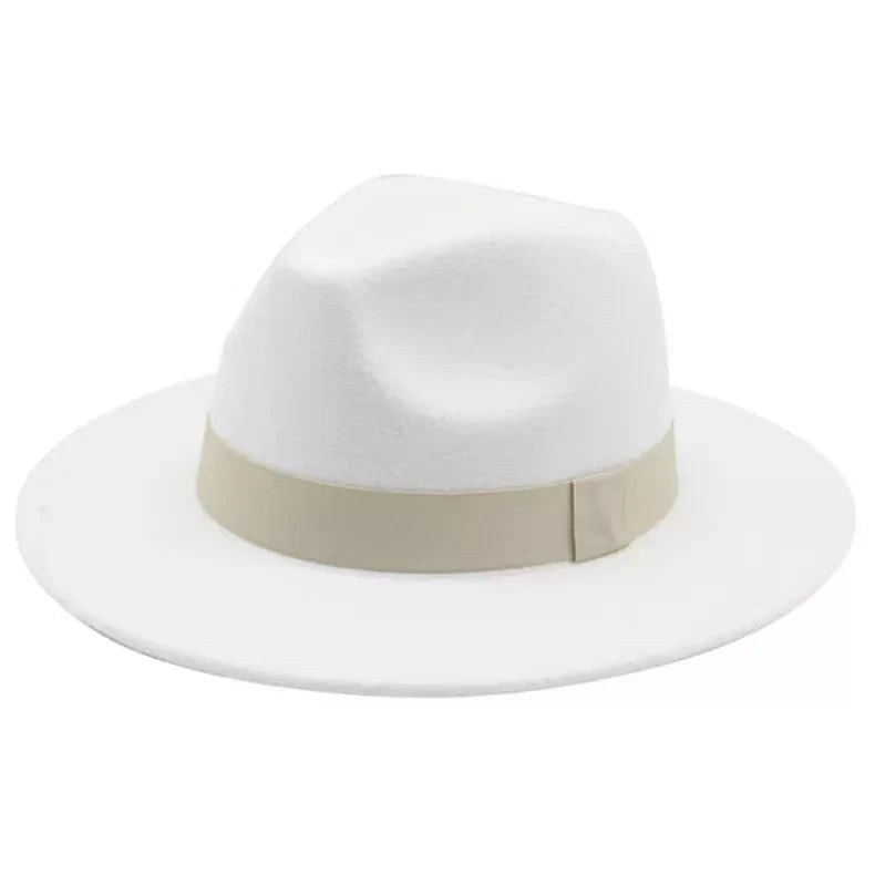 Klassischer Beiger Fedora-Hut – Breitkrempiger Hut mit Band
