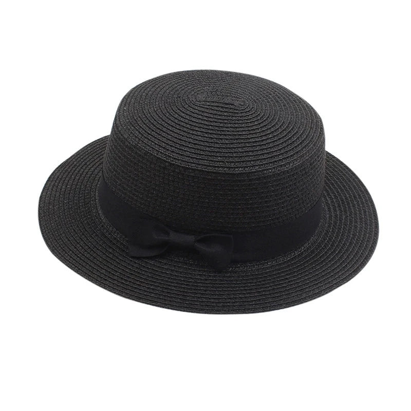 Strohhut mit Schleife – Britischer Sommer-Sonnenhut für Damen