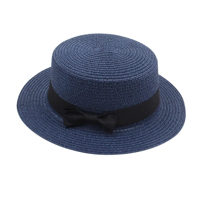Strohhut mit Schleife – Britischer Sommer-Sonnenhut für Damen
