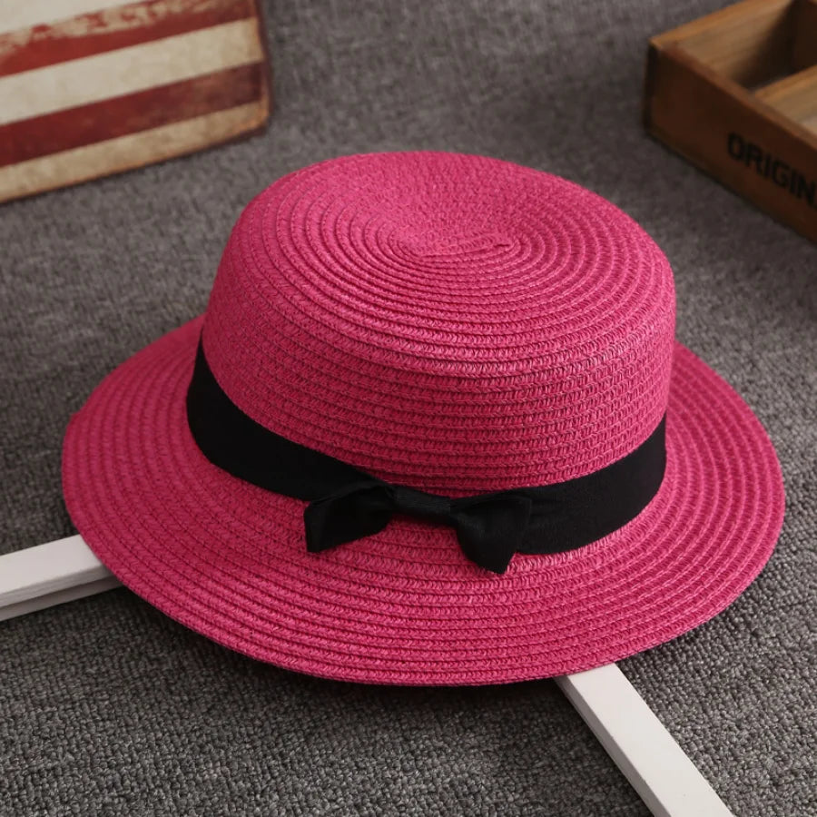 Panama-Strohhut mit Schleife – Damen Sommerhut mit Flacher Krempe