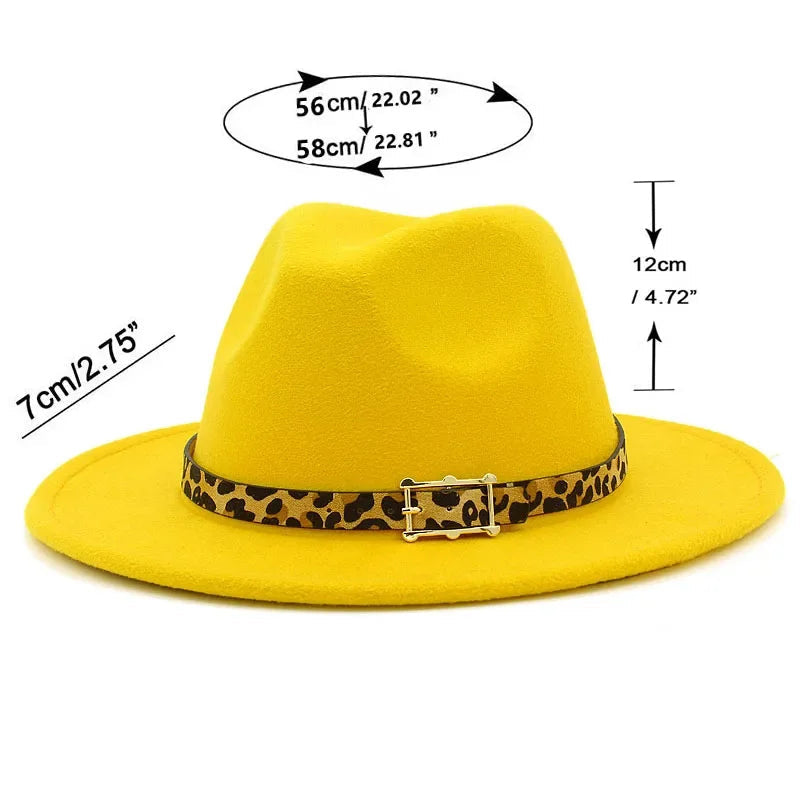 Leoparden Fedora-Hut – Woll-Trilby mit Lederband für Damen & Herren