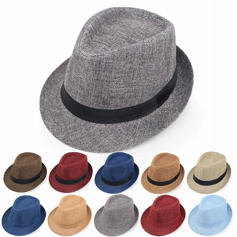 Sommer Leinen-Fedora – Unisex Strand- und Sonnenhut