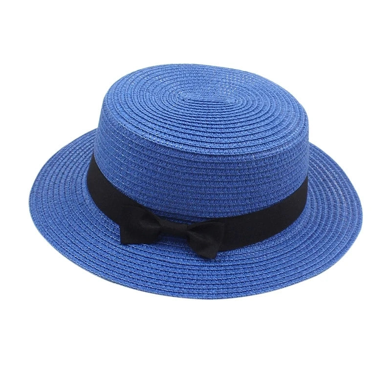 Strohhut mit Schleife – Britischer Sommer-Sonnenhut für Damen
