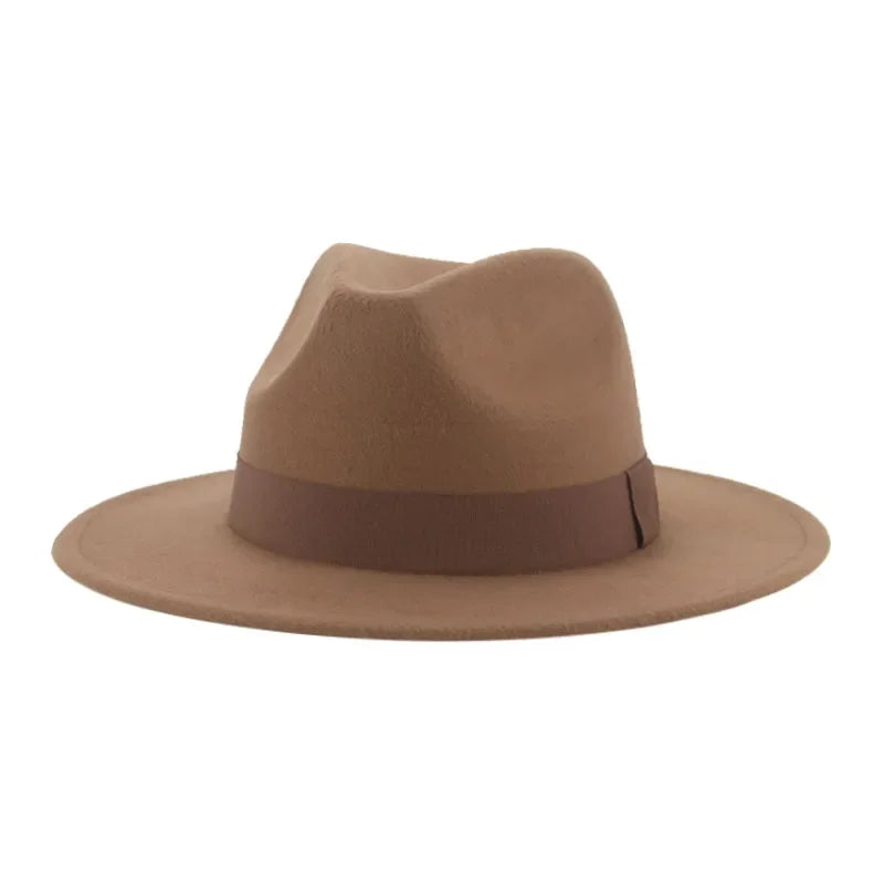 Klassischer Beiger Fedora-Hut – Breitkrempiger Hut mit Band