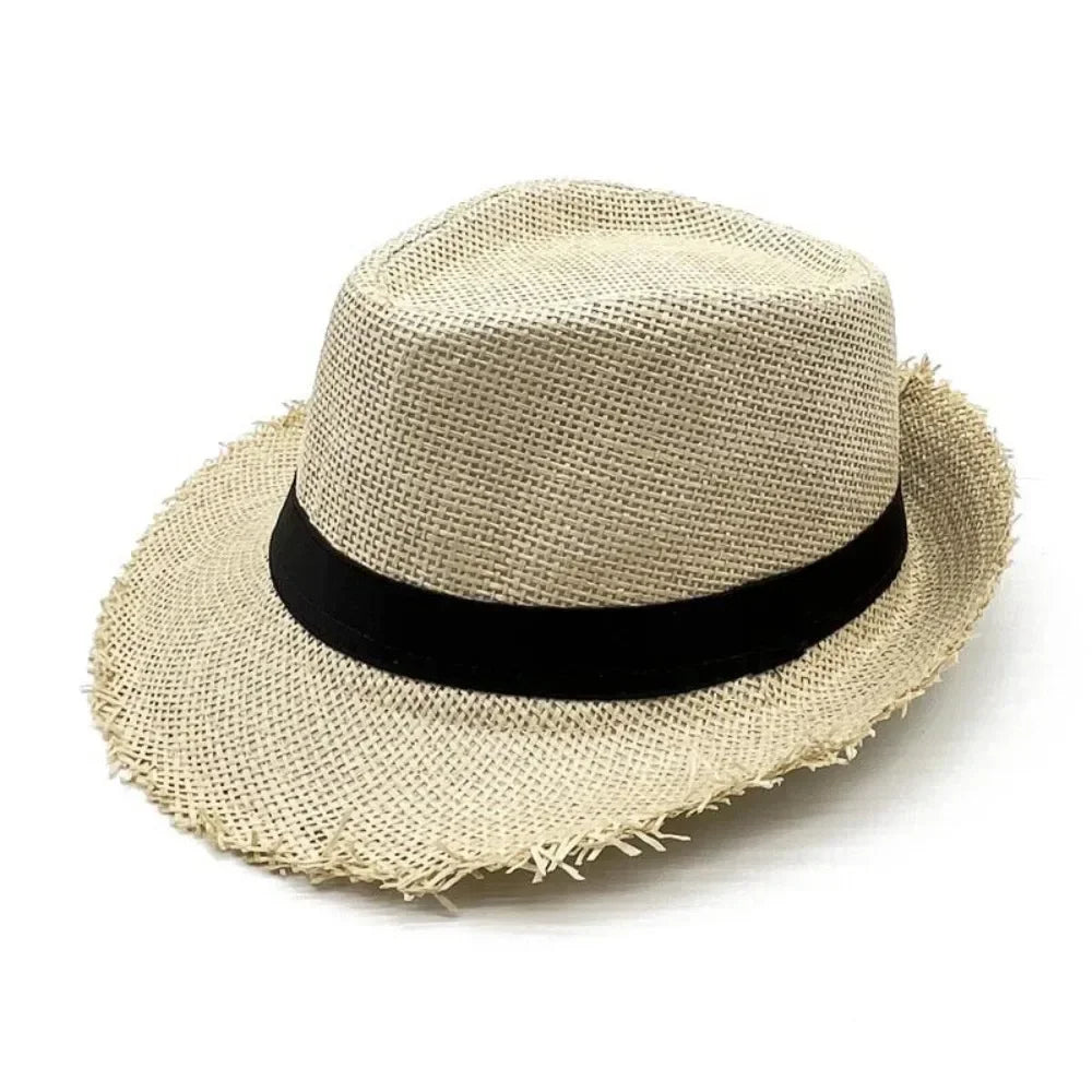 Breitkrempiger Stroh-Cowboyhut – Unisex Sommer-Sonnenhut