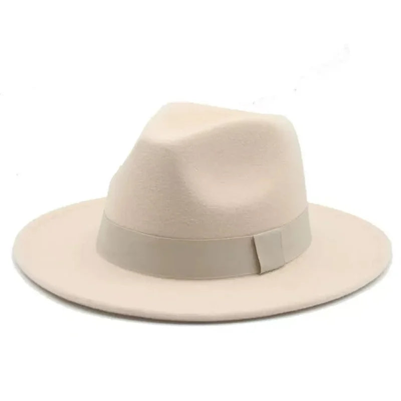 Klassischer Beiger Fedora-Hut – Breitkrempiger Hut mit Band