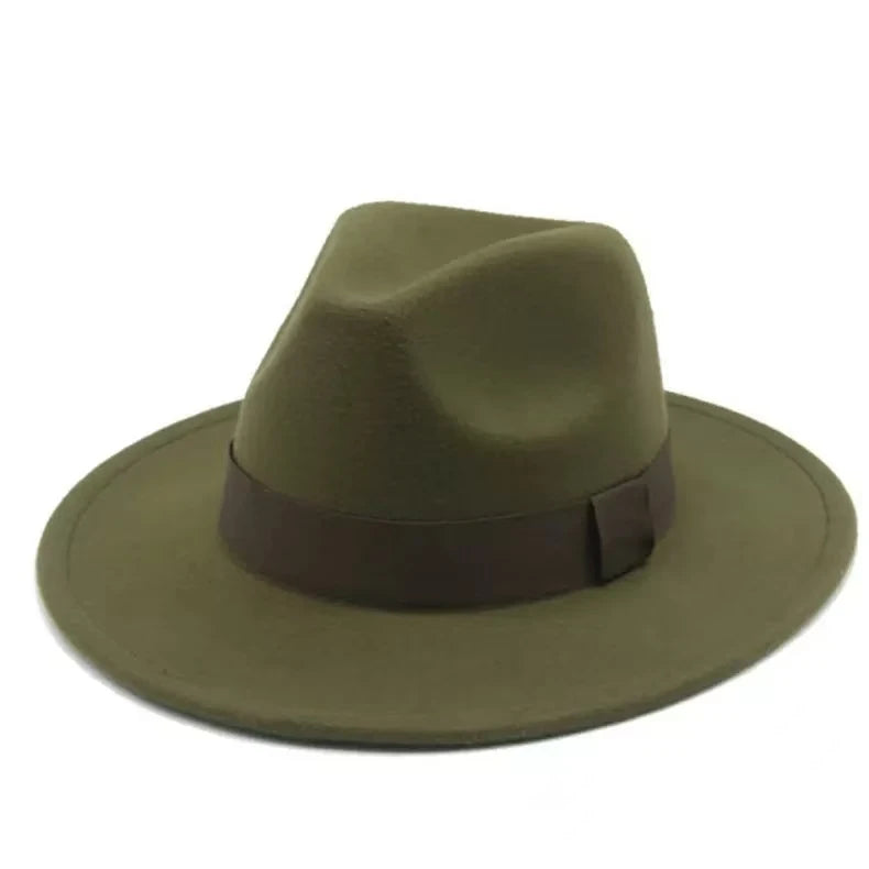 Klassischer Beiger Fedora-Hut – Breitkrempiger Hut mit Band