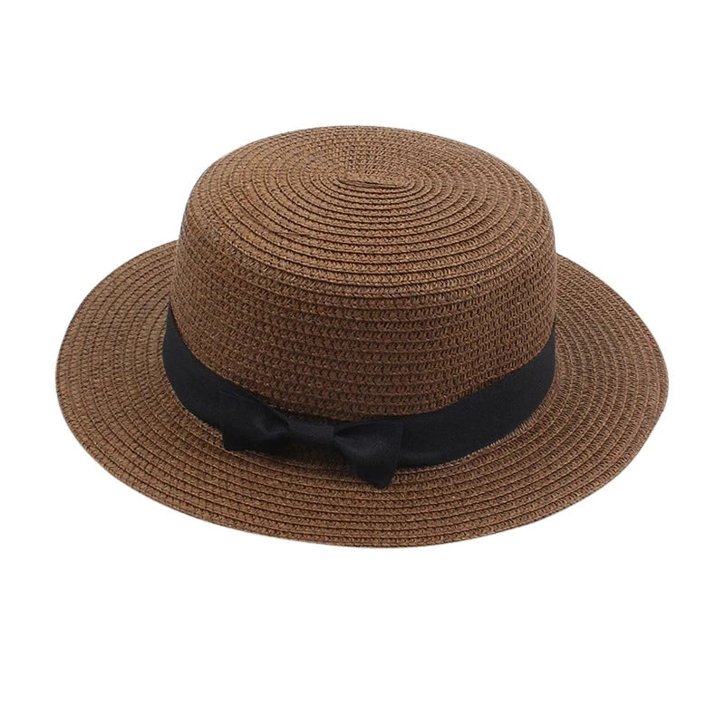 Strohhut mit Schleife – Britischer Sommer-Sonnenhut für Damen