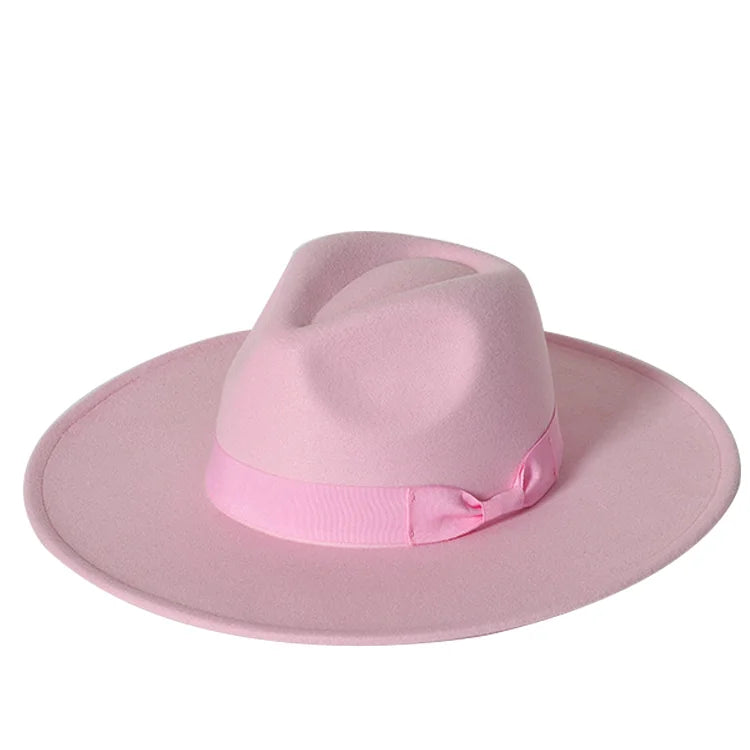 Klassischer Filz-Fedora – Breitkrempiger Jazzhut für Damen & Herren