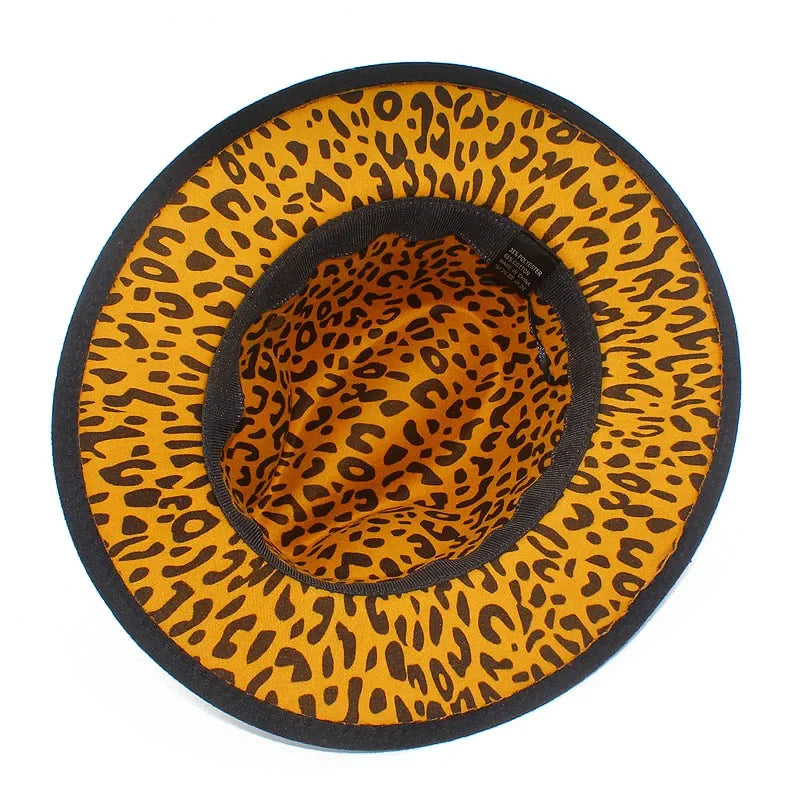 Leoparden Fedora-Hut – Woll-Trilby mit Lederband für Damen & Herren