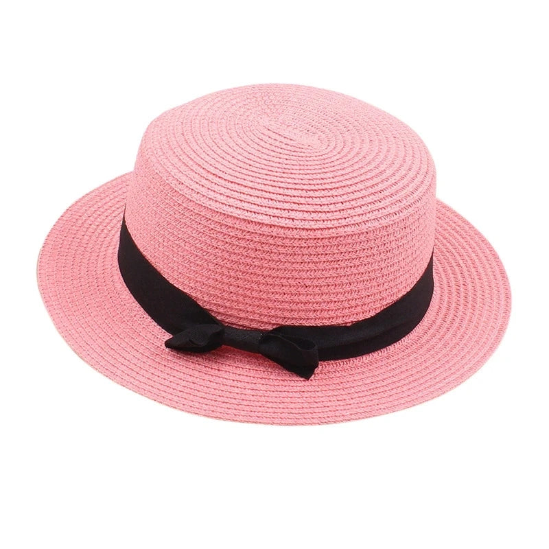 Strohhut mit Schleife – Britischer Sommer-Sonnenhut für Damen