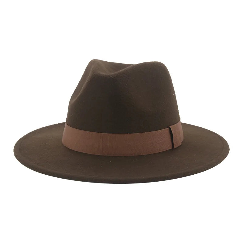 Klassischer Beiger Fedora-Hut – Breitkrempiger Hut mit Band