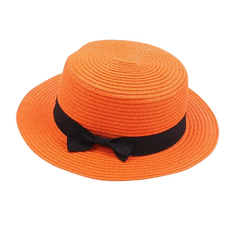 Strohhut mit Schleife – Britischer Sommer-Sonnenhut für Damen