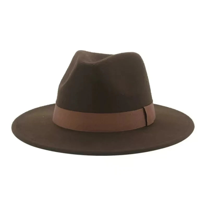 Klassischer Beiger Fedora-Hut – Breitkrempiger Hut mit Band