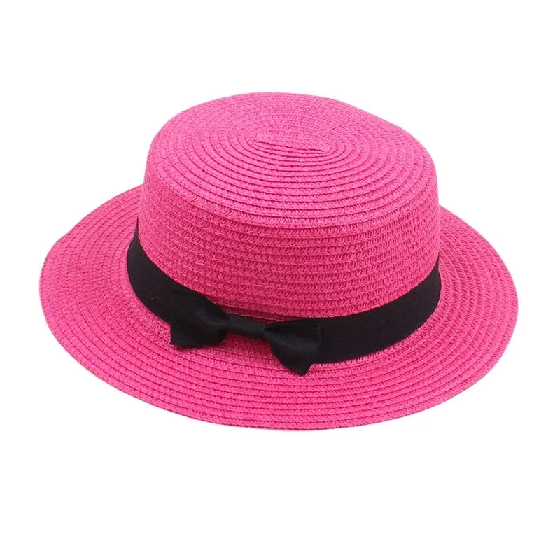 Strohhut mit Schleife – Britischer Sommer-Sonnenhut für Damen