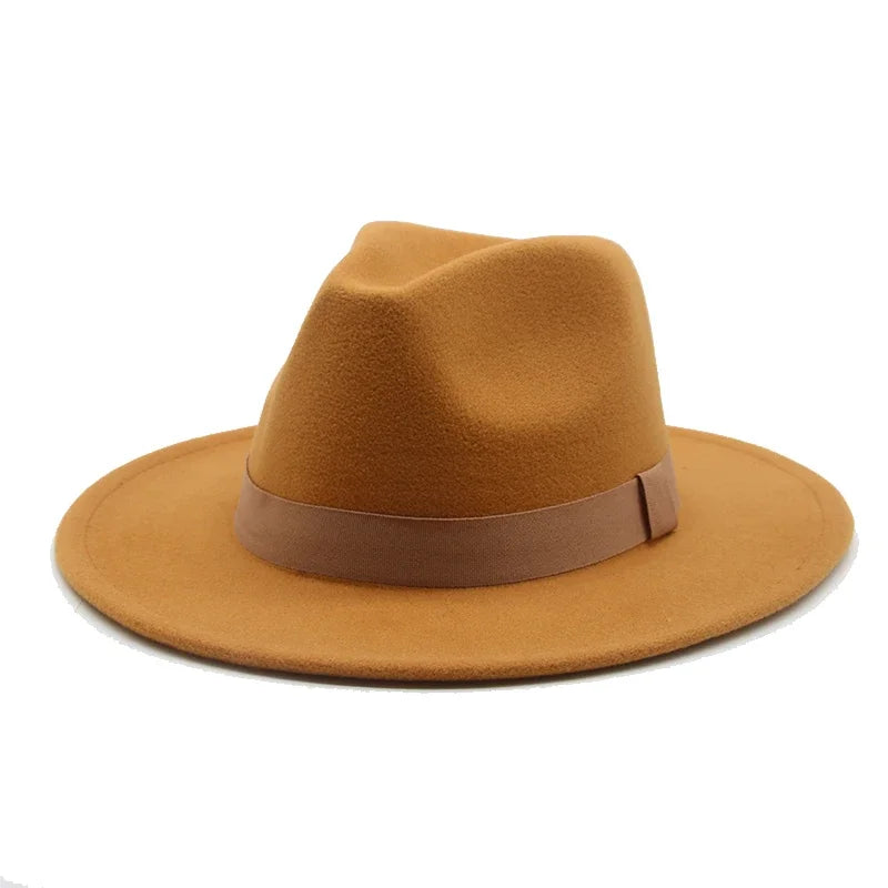 Klassischer Beiger Fedora-Hut – Breitkrempiger Hut mit Band