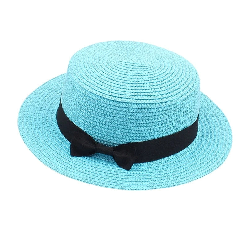 Strohhut mit Schleife – Britischer Sommer-Sonnenhut für Damen
