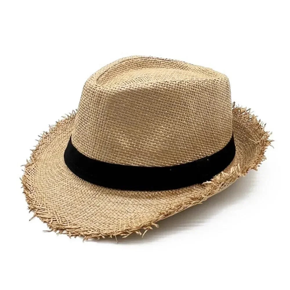 Breitkrempiger Stroh-Cowboyhut – Unisex Sommer-Sonnenhut