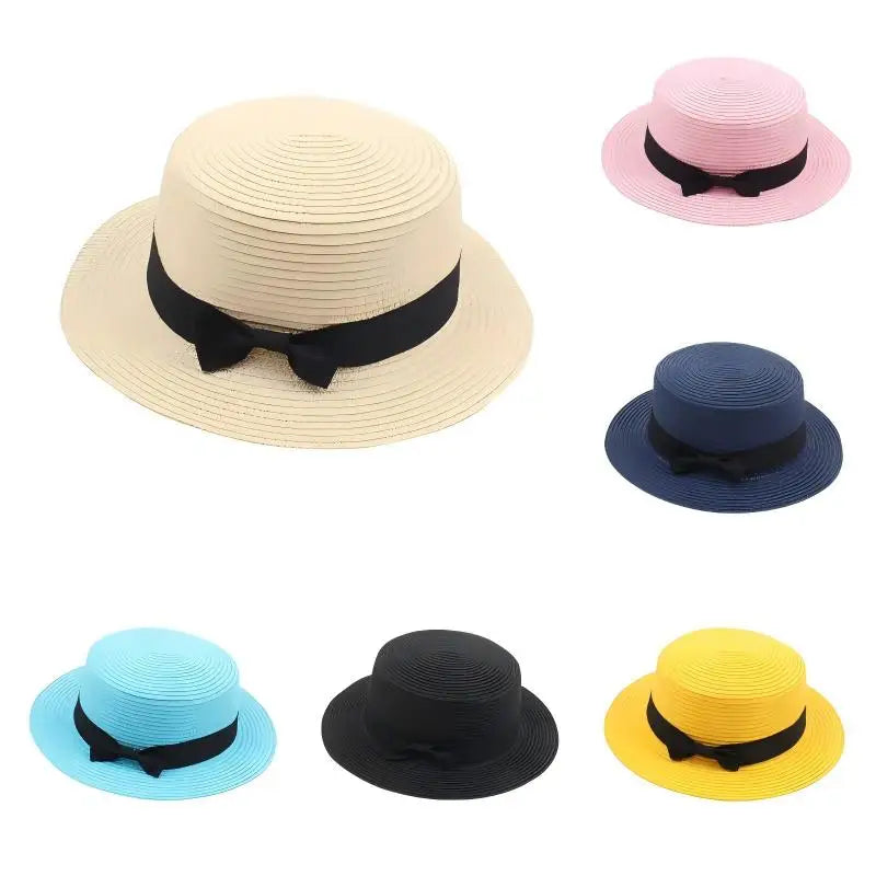 Strohhut mit Schleife – Britischer Sommer-Sonnenhut für Damen