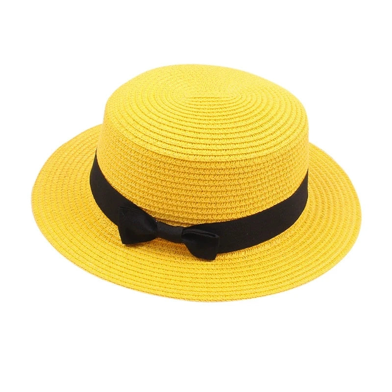 Strohhut mit Schleife – Britischer Sommer-Sonnenhut für Damen