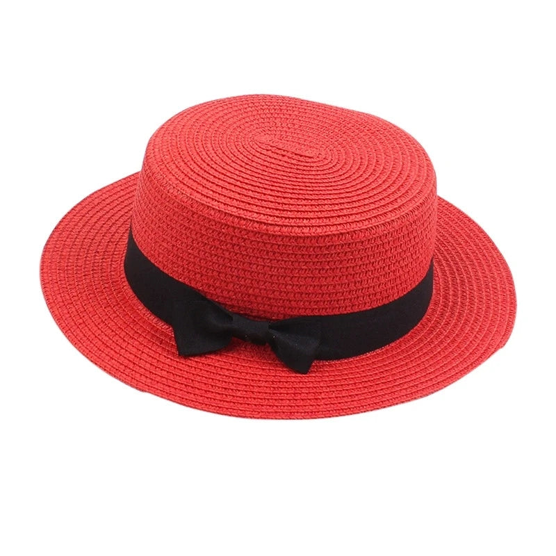 Strohhut mit Schleife – Britischer Sommer-Sonnenhut für Damen