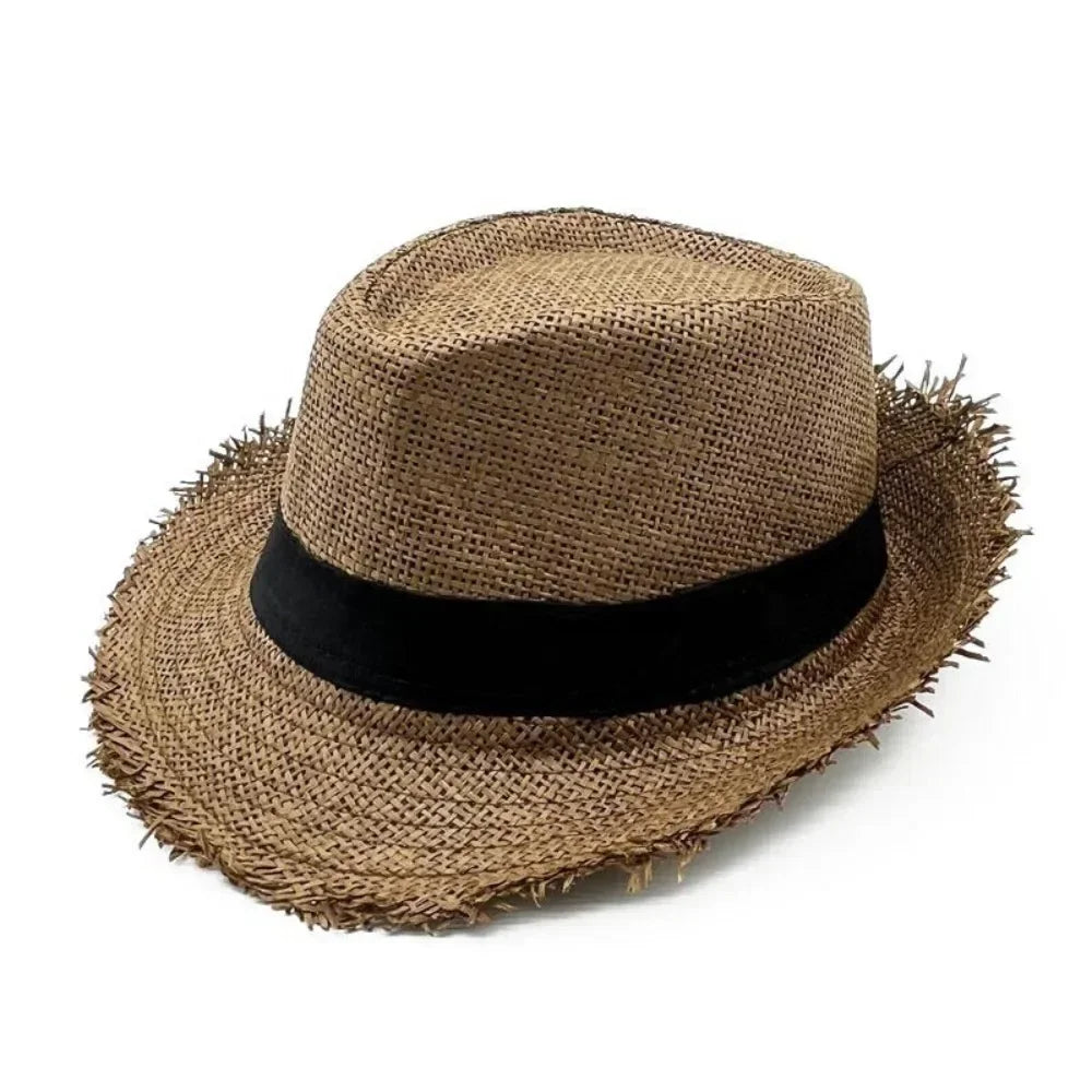 Breitkrempiger Stroh-Cowboyhut – Unisex Sommer-Sonnenhut