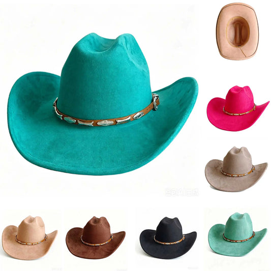 PU Wildleder-Cowboyhut – Breitkrempiger Westernhut für Damen & Herren