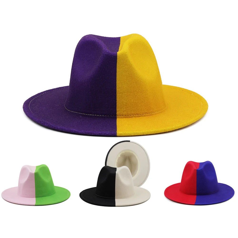 Patchwork Fedora-Hut – Eleganter Breitkrempiger Hut für Damen & Herren