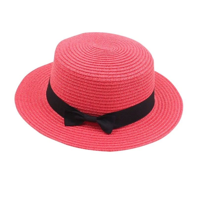 Strohhut mit Schleife – Britischer Sommer-Sonnenhut für Damen