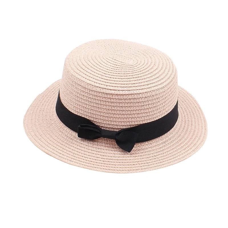 Strohhut mit Schleife – Britischer Sommer-Sonnenhut für Damen